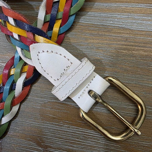 VINTAGE leather rainbow braided belt, Size M/L - Picture 3 of 8